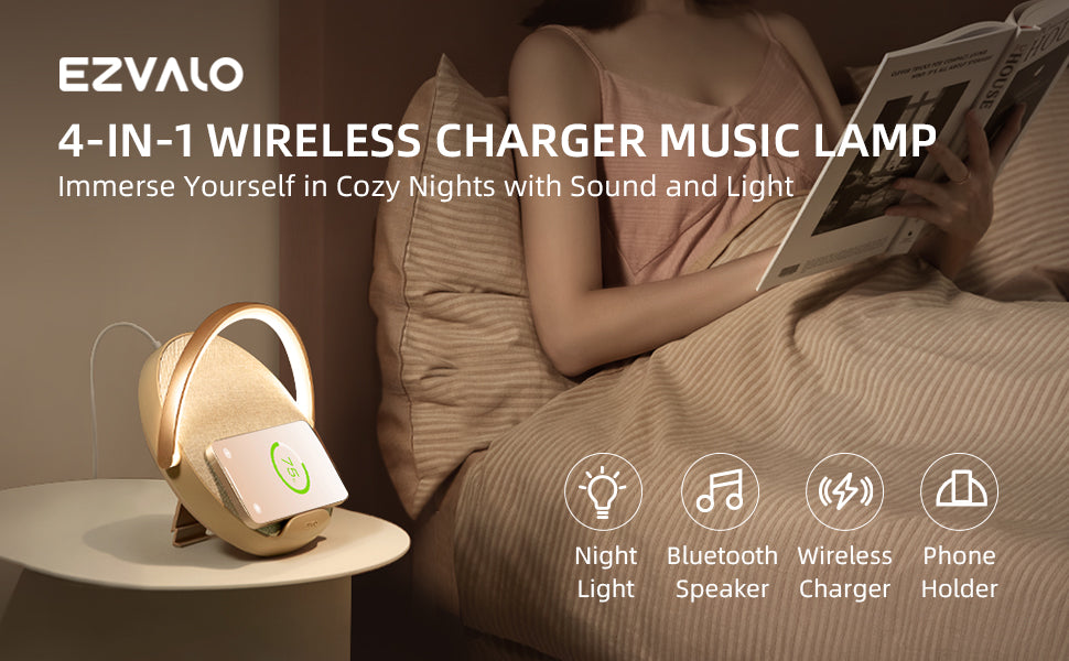 EZVALO Wireless Charging Music Desk Lamp Three-speed Dimming