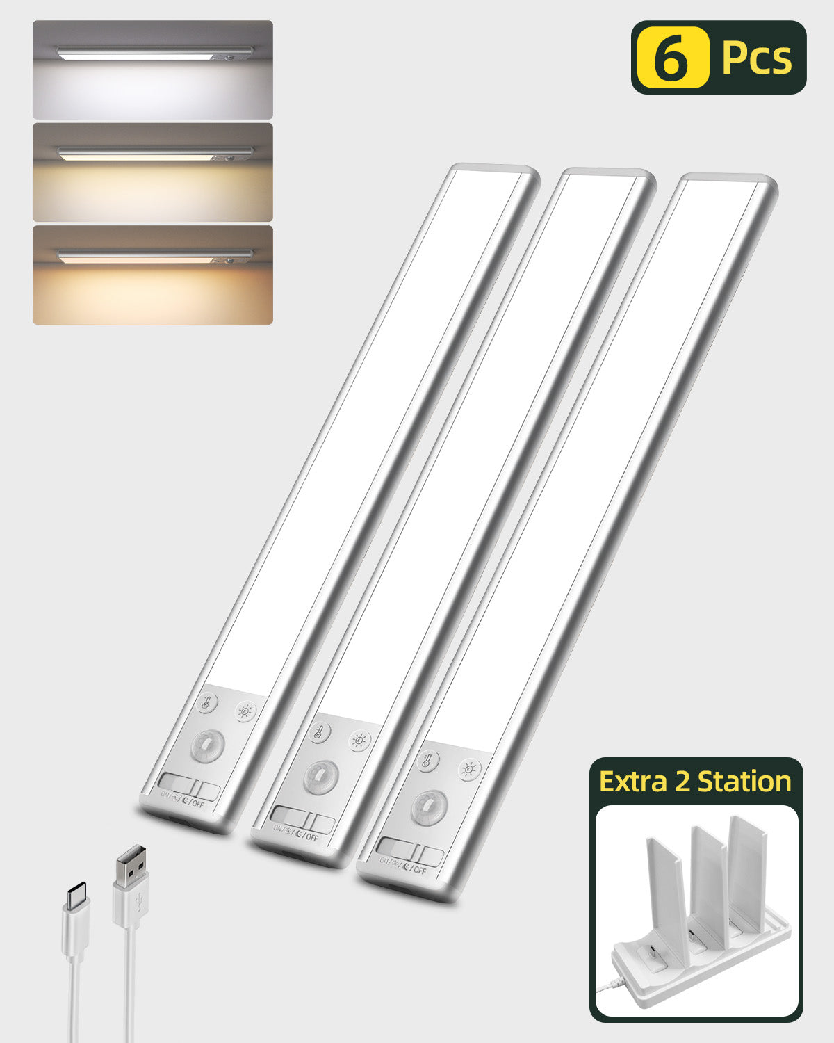 EZVALO Under Cabinet Lights,  62 LED Motion Sensor Lights Indoor 3 Color Temps