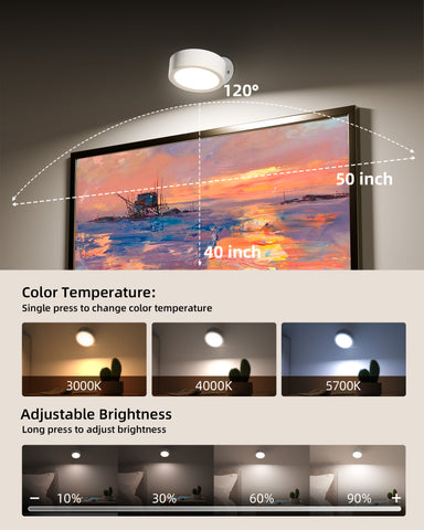 EZVALO LED Wall Mounted Lights, 5500mAh Rechargeable Wall Sconces Lamp, 3 Color Temps & Remote and Touch Control, 360°Rotation Dimmable Cordless Wall Light for Bedroom Reading Study Bedside