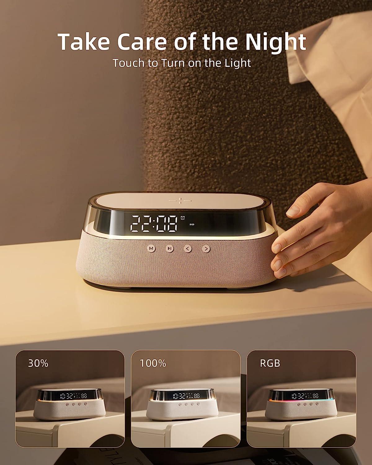 EZVALO EzFlex S Bedside Lamp Wireless Charger, Dimmable LED Night Light,  Bluetooth Speaker